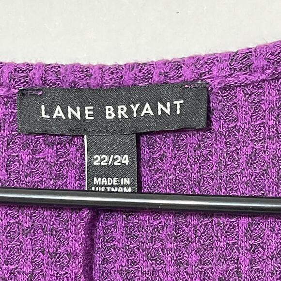 Lane Bryant Top Womens 22/24 Purple Waffle Knit Long Empire Waist Stretch Shirt - Picture 6 of 13